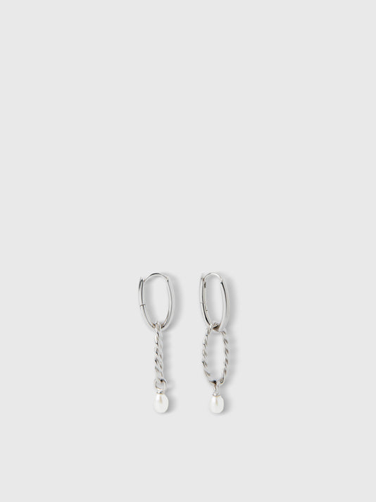 TWP White gold Maria Pearl Earrings view 1