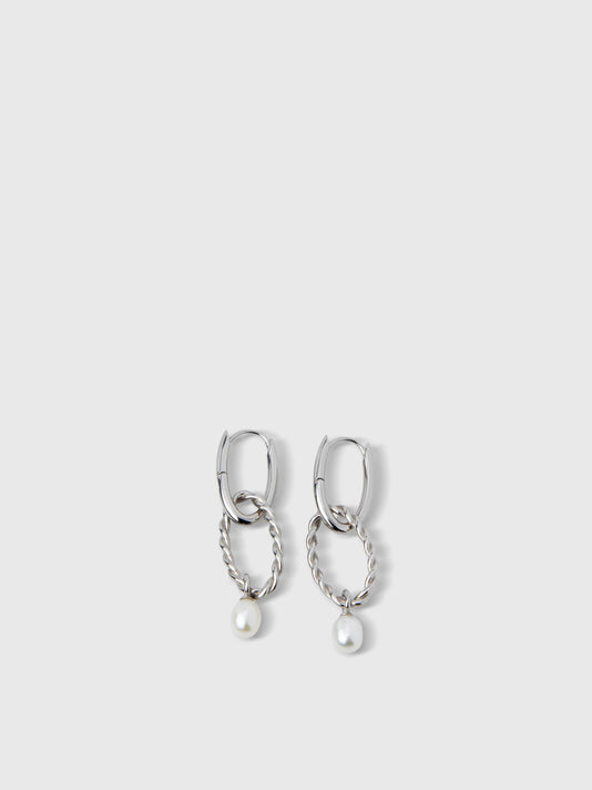 TWP White gold Maria Pearl Earrings view 1
