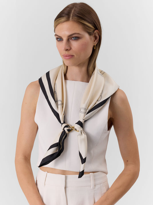 TWP Off white and black Unità Monogram Silk Scarf view 1