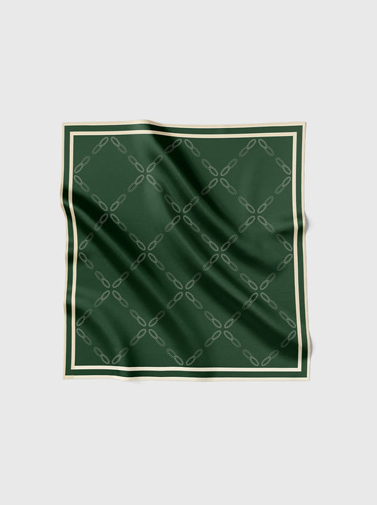 TWP Heritage green and off white Unità Monogram Silk Scarf view 1