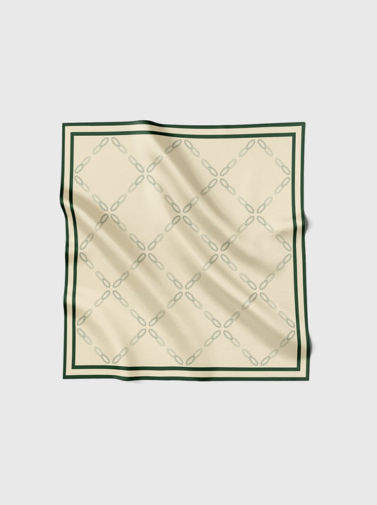 TWP Off white and heritage green Unità Monogram Silk Scarf view 1