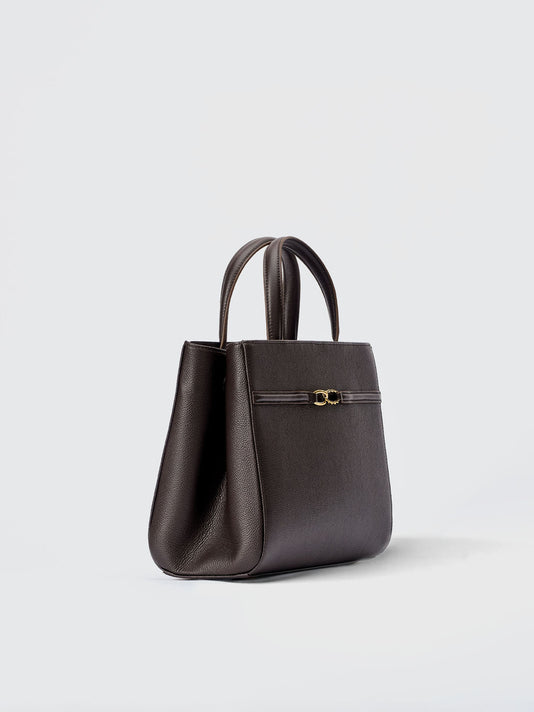 TWP Chocolate brown pebble Aurelia Media - Pebble Leather view 1