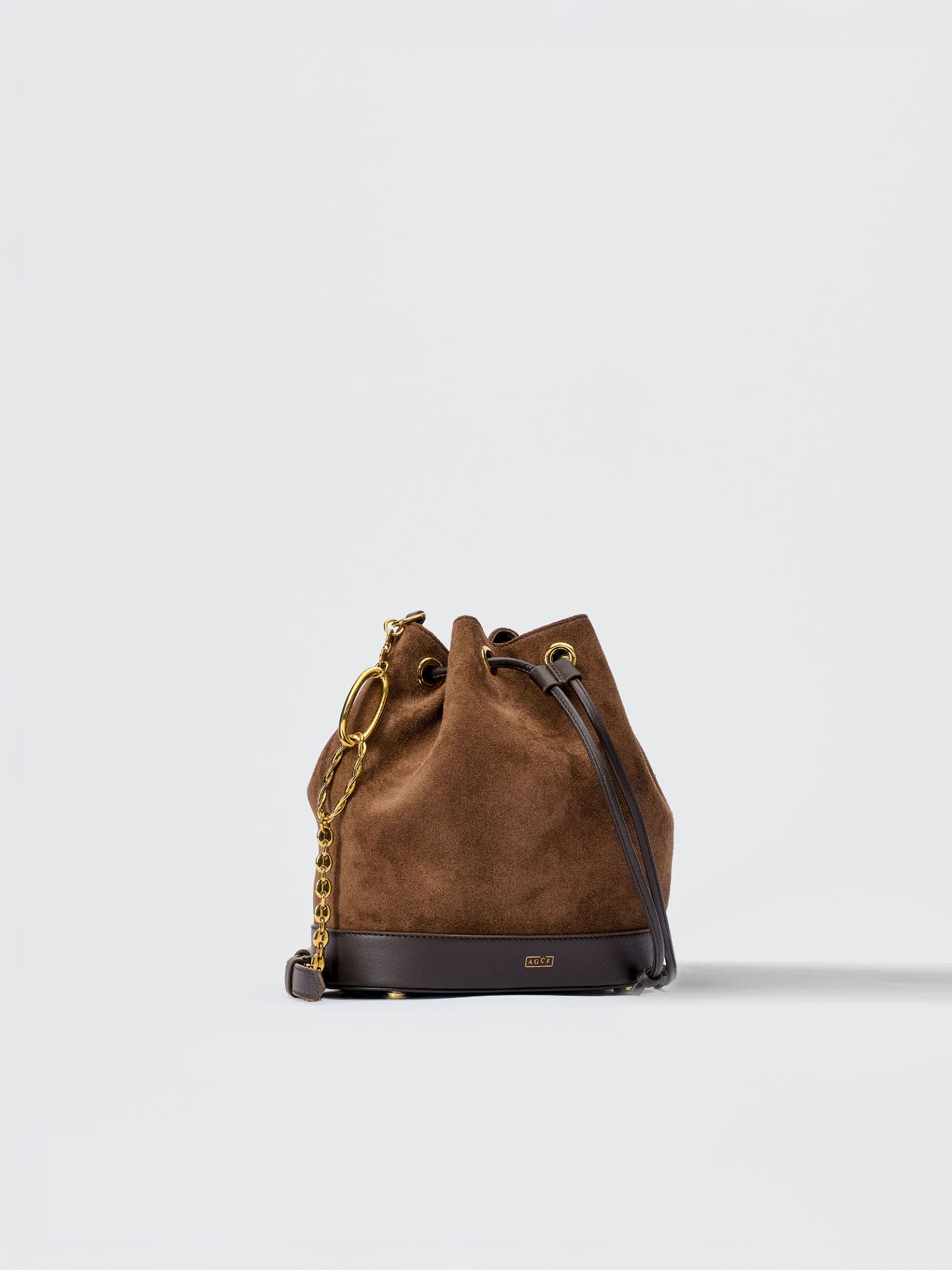AGCF Savoy Bucket Bag in Taupe Suede